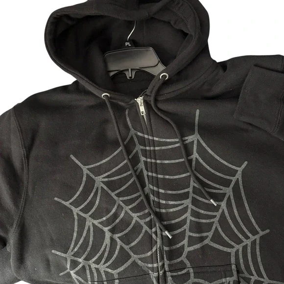 Lurking Class Men's Medium Gothic Streetwear Black Spider Web Graphic Zip Hoodie - Picture 7 of 16
